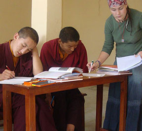 Volunteers with young monks