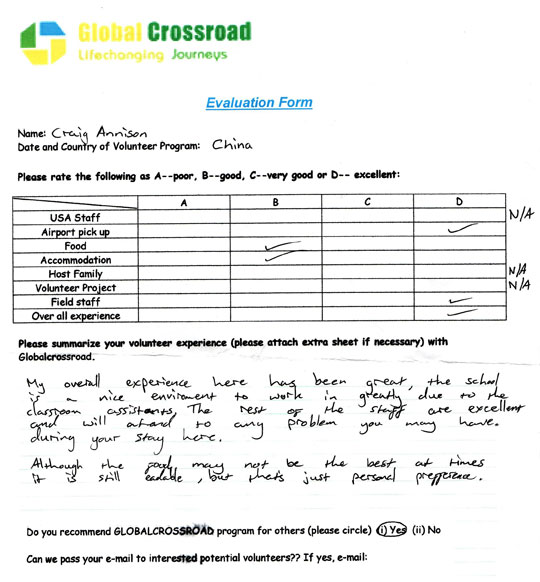 global crossroad volunteer reviews - craig